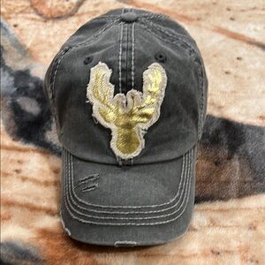 Gray Cap with Gold Moose Patch
